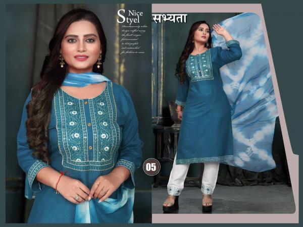 Beauty Queen Sabhayta Fancy Rayon Kurti With Bottom Dupatta Collection